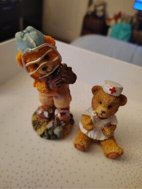 Vintage Resin Teddy Bear Figurine Lot of 6 Nurse, Mummy, Chef, Couple & More